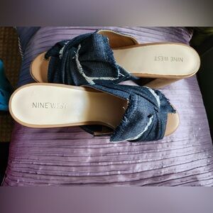 Nine West Denim Slide Sandals